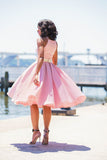 a-line-satin-pink-tea-length-bridesmaid-dress-with-bow-sash-1