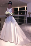 a-line-satin-white-wedding-dresses-with-bow-sash-vestido-de-novia