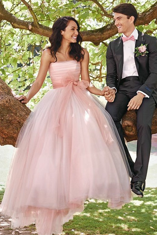 a-line-strapless-pink-wedding-dress-with-bow-sash-vestido-de-casamento