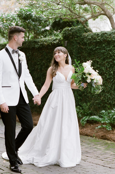 A-line Taffeta Bridal Dresses with Thin Straps