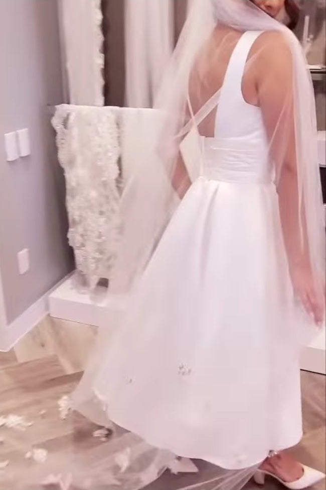a-line-tea-length-bridal-dress-with-v-neckline-1
