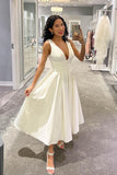 a-line-tea-length-bridal-dress-with-v-neckline