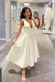 a-line-tea-length-bridal-dress-with-v-neckline