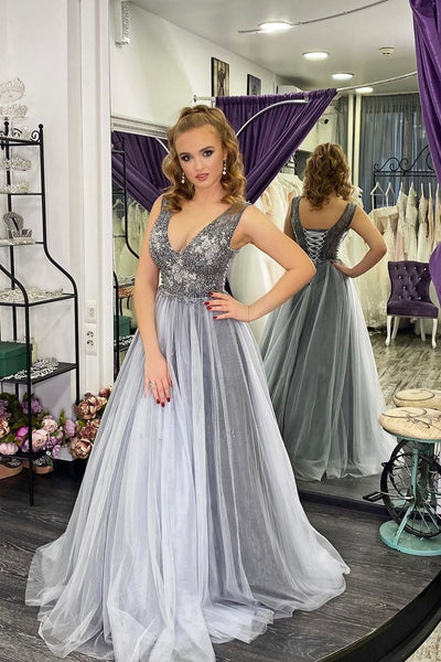 a-line-tulle-gray-prom-dresses-with-beaded-v-neckline-bodice
