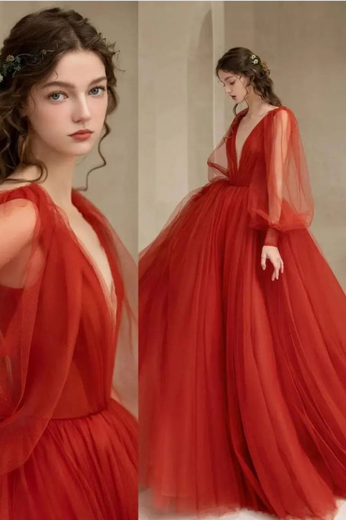 a-line-tulle-red-evening-gown-with-sheer-sleeves