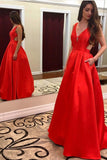 a-line-v-neck-red-satin-prom-gown-with-pockets