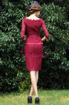Vintage Burgundy Short Mother of the Bride Lace Dresses with Half Sleeves