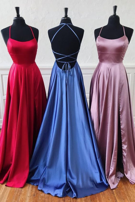 Royal Blue Long Prom Gown with Pockets