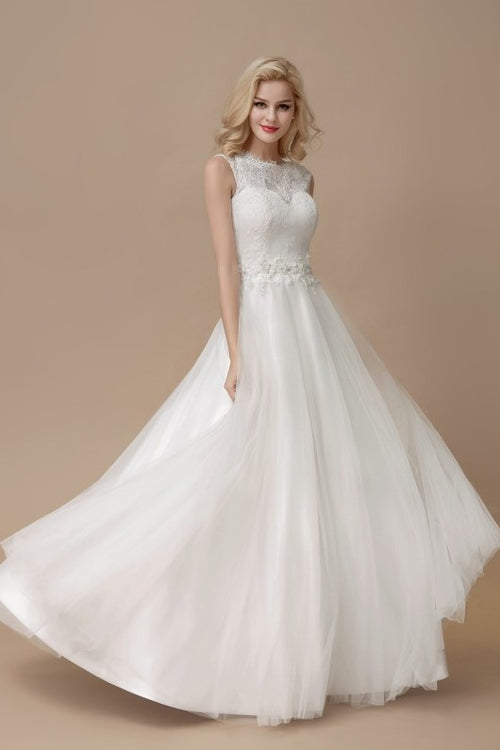 affordable-lace-a-line-bridal-dress-floor-length-tulle-skirt