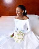 african-white-satin-wedding-dress-with-long-train-2
