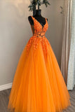 appliques-floral-oragne-prom-dress-tulle-skirt-2