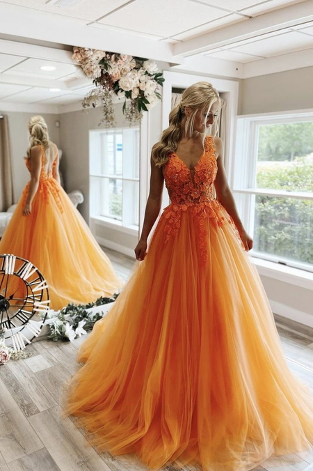 Orange Red Mermaid Prom Gown 2024 Style