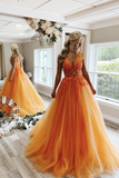 appliques-floral-oragne-prom-dress-tulle-skirt