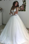 appliques-illusion-long-sleeves-wedding-dresses-tulle-skirt