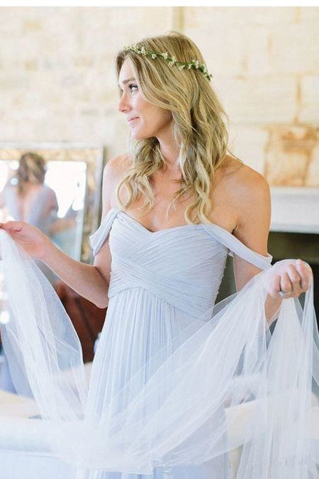 Chiffon Long Sage Bridesmaid Gown Double Straps Maxi Dresses
