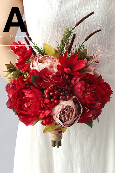 Mixed Artificial Flower Bouquets for Bridal Holding Flowers Wedding Centerpieces Home Decoration
