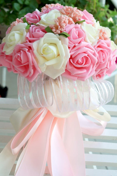 artificial-roses-pink-wedding-bridal-bouquet-holding-flowers