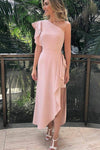asymmetric-flounced-pink-prom-dresses-one-shoulder