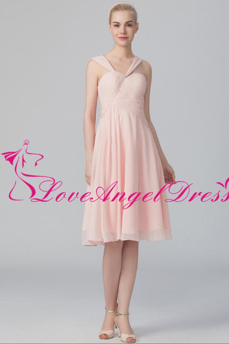 Sheer Lace Bodice Blue Bridesmaid Gown Tea-Length