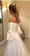 Petal Sleeve Satin Wedding Dresses Off-the-shoulder vestido de novia