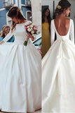 bateau-neck-satin-wedding-gowns-with-34-sleeves-2