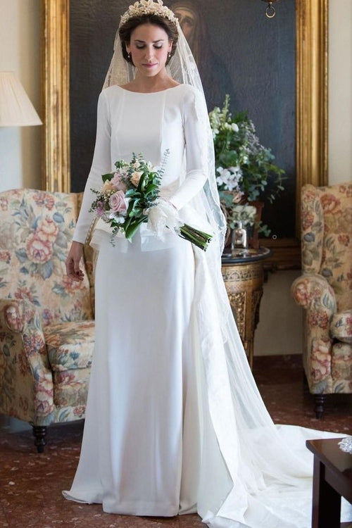 bateau-sheath-white-long-sleeves-wedding-gown-with-peplum