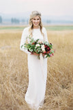 bateau-simple-outdoor-wedding-dress-with-long-sleeves