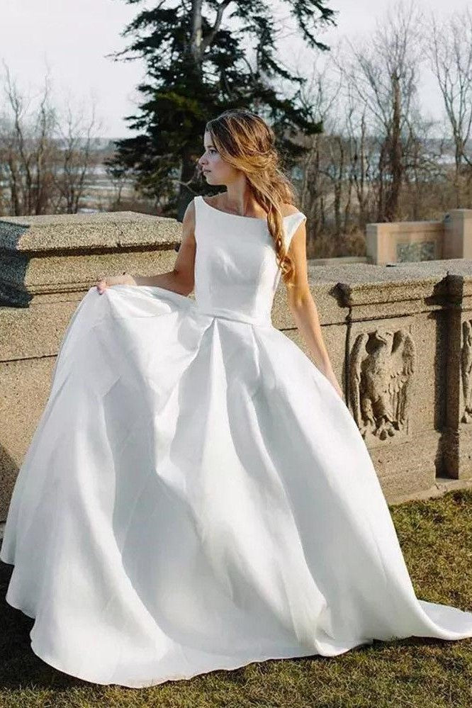 Vintage Wedding Dresses V-Neck Sleeveless Natural Waist Satin Fabric Court  Train Lace Bridal Gowns - Milanoo.com