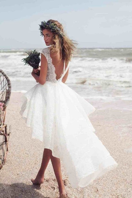 Summer Two Piece Wedding Dress with Lace Separates Top