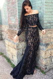 bead-lace-two-piece-off-the-shoulder-lace-evening-dresses-long-sleeves