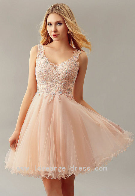 Short Light Pink Homecoming Dress with Off-the-shoulder