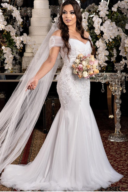 Square Neck Simple Mermaid Wedding Gown 2020