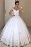 beaded-appliques-v-neck-wedding-dress-with-scalloped-lace-train
