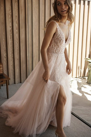Beaded Blush Pink Wedding Dress Tulle Skirt – loveangeldress