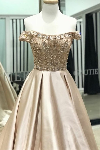 beaded-champagne-satin-evening-prom-dress-off-the-shoulder-1