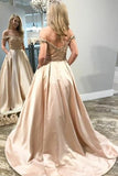 beaded-champagne-satin-evening-prom-dress-off-the-shoulder