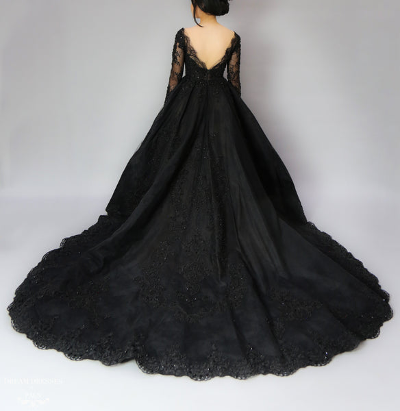 beaded-lace-black-wedding-dresses-long-sleeves-3