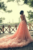 beaded-lace-colored-wedding-dresses-with-long-tulle-overskirt