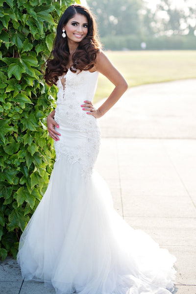 beaded-lace-mermaid-wedding-gown-with-plunging-v-neckline