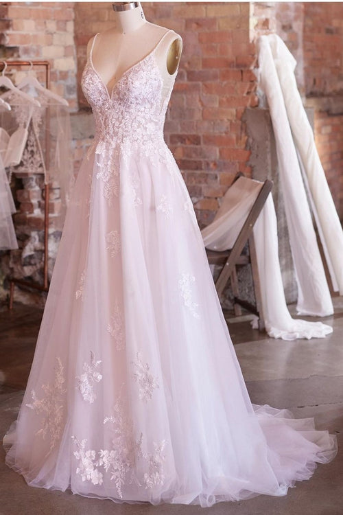 beaded-lace-wedding-dress-styles-with-spaghetti-straps