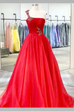 beaded-one-shoulder-prom-long-dresses-red-chiffon-skirt