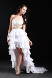 beaded-strapless-white-hi-lo-prom-dresses-with-tiered-skirt