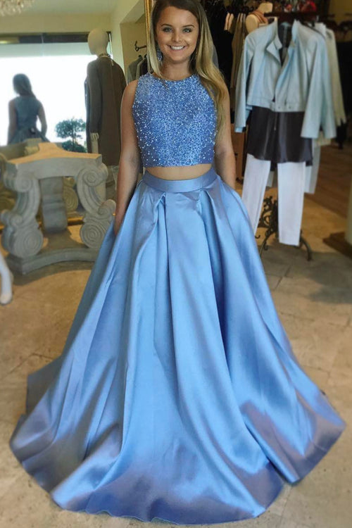 beaded-top-two-piece-prom-dresses-with-satin-skirt