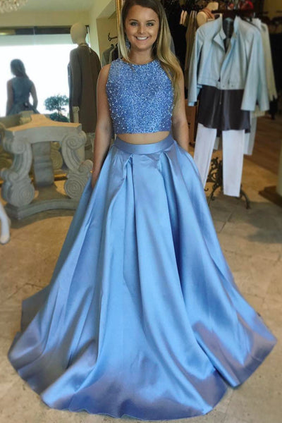 beaded-top-two-piece-prom-dresses-with-satin-skirt