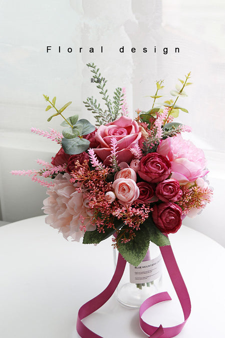 Mixed Artificial Flower Bouquets for Bridal Holding Flowers Wedding Centerpieces Home Decoration