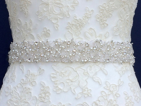 Sparkly Wedding Belt Rhinestone Pearls Crystal Bridal Sash