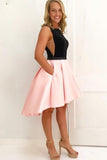 black-and-pink-hi-lo-homecoming-dresses-sleeveless-1