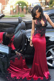 black-appliques-mermaid-long-prom-dresses-with-high-neckline