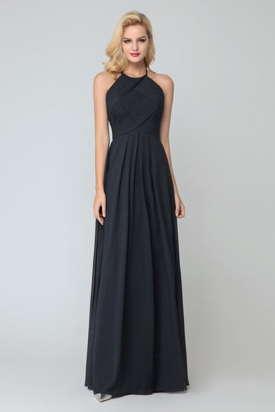 black-chiffon-halter-bridesmaid-dress-floor-length-1