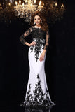 black-floral-lace-wedding-dress-white-chiffon-illusion-neckline